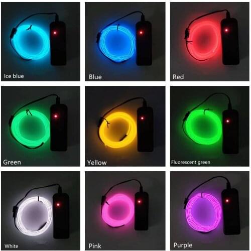 EL Wire String Strip Rope Tube Light Neon Light Glow Flat Edge Car Interior Atmosphere Decor Lamp Decorated Prop Led Lighting