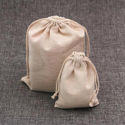 Hot Sale 10pcs/lot Big Natural Cotton Bags Party Wedding Favors Drawstring Gift Bag Cute Boutique Gifts Jewelry Packaging Bags