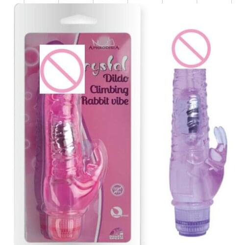 Crystal Rabbit Dildo Vibrator,Multispeed Flexible G-Spot Stimulator Jelly Dildo Vibe,adult sex toys for women Free Shipping