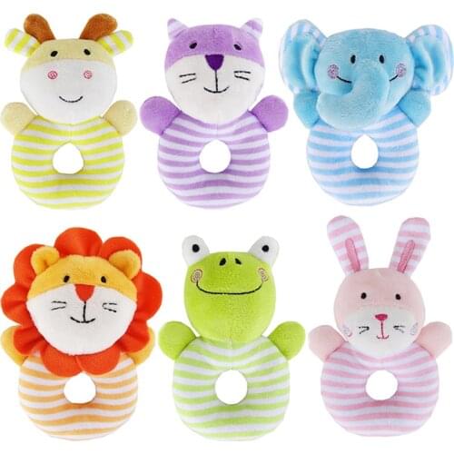 Newborns Infant Baby Toy Kids Gift Elephant Lion Deer Animal Shaped Catoon Hand Bell Ring Rattles Kid Plush Soft Toys