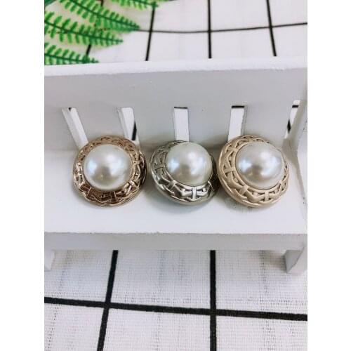 Faux Pearl Gold Metal Women Coat Buttons For Clothing Vintage Sweater Decorative Buttons Quality Sewing Accessories Wholesale