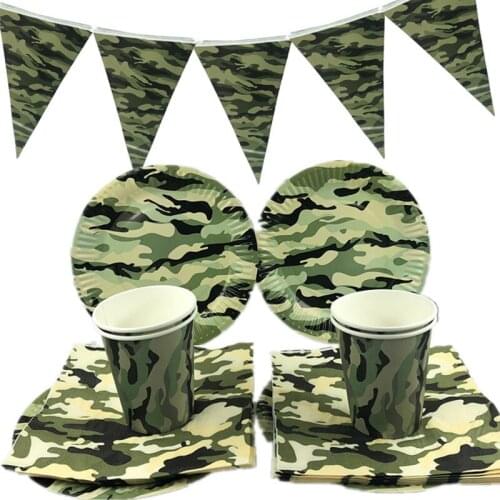 Camouflage Party Disposable Tableware Army Military Theme Party Decor Birthday Tank Balloon Kids Favor Shower Supplies