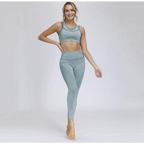 2PCS Set Women Seamless Yoga Set Female Workout Clothing Gym Set Push Up Sports Bra High Waisted Sport Leggings Women Sportsuit