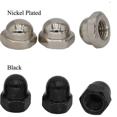 M3 M4 M5 M6 M8 M10 M12 DIN1587 Nickel Plated Black Carbon Steel Metric Thread Decorative Hexagon Domed Cover Cap Hex Acorn Nut