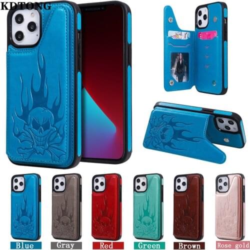 Multi Function Leather Phone Case for iPhone 12 11 Pro X XS Max XR 6 7 8 Plus SE 2020 Magnetic Buckle Card Slot Bracket Cover