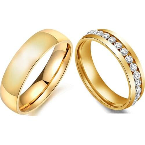 MOREDEARCouple Ring Gold-Color Jewelry for Women Man Titanium Steel Lover Ring Stainless Steel Wedding Bands