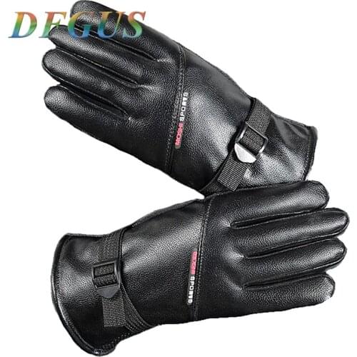 Mens Winter Deer Leather Gloves Touch Screen Gloves Thicker Warm Driving Ridding Gloves Mittens Eldiven Male Leather Gloves