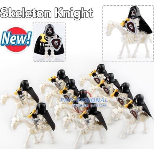 10PCS AX9815 Medieval Castle Skeleton Knights Gladiatus Skeleton Horses Building Blocks Bricks Toys Ax9815