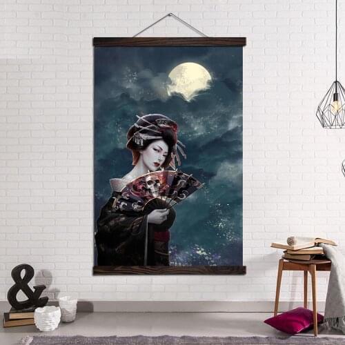 Wall Art Nordic Canvas Poster Home Decor Canvas Painting Modern Picture Decoration Retro Japanese Geisha Art in Starry Night