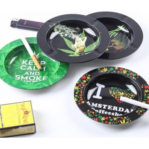 New Metal Ashtray Home Creative Personality Bar Mens Portable Round Smoking Accessories Weed Tray