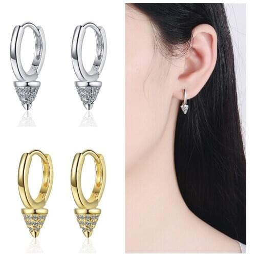 New Fashion Gold Crystal Earrings Jewelry Women Charm 925 Silver Hoop Earrings For Girl Princess Engagement Accessories Female