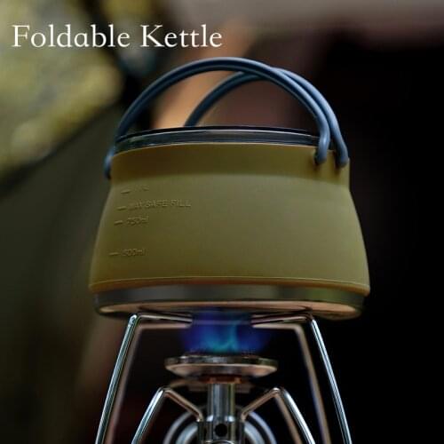 Outdoor Silicone Folding Kettle Portable Non-toxic Food Grade Camping Open Fire Coffee Tea Gas Stove Cooker Cup Tableware