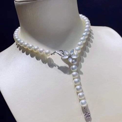 Round 9-10mm Nature Fresh Water White Pearls Pendants Necklaces for Women Fine Birthday Presents