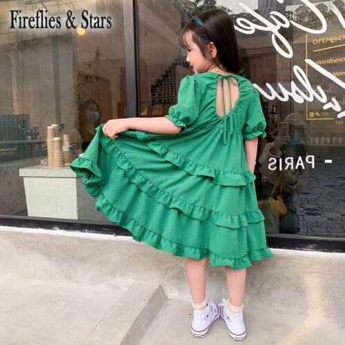 Summer Girls Dress Baby Vestidos Kids Layered Dress Children Clothes Fashion Check Plaid Backless Heart Ruched 2 To 6 Yrs