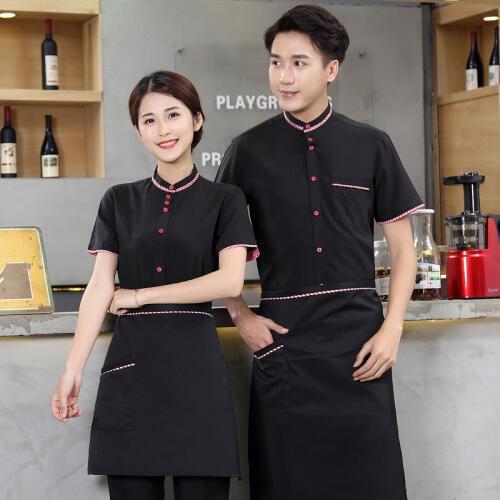Western Restaurant Workwear Short Sleeve Waiter Uniforms Summer Hotel Fast Food Hot Pot Cook Clothing Fashion Food Service Shirt