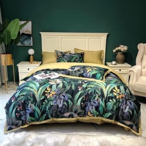 Tropical Garden Luxury 4Pcs Duvet Cover Set Tree Branch and Birds Rich Color Pure Cotton Soft Bedding set Bed Sheet Pillowcases