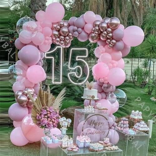 158Pcs Rose Gold Balloon Set Macaron Pink Purple Latex Balloon Arch Garland Kit For Wedding Birthday Party Decoration Supplies