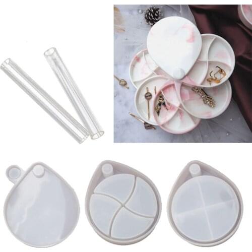 Teardrop Shape Rotating Jewelry Box Resin Casting Mold 3-Tiered Tray Jewelry Storage Organizer Silicone Mold Art Crafts
