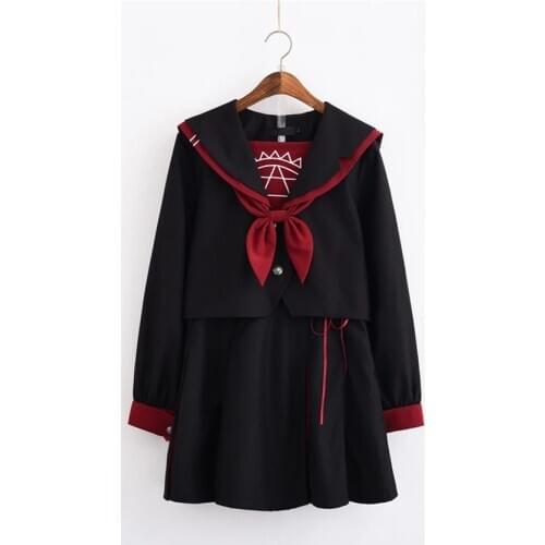 Japanese School Uniforms Girls Cute Sailor Navy Suit JK Uniform Long Sleeve Top Pleated Skirt Cosplay Costumes
