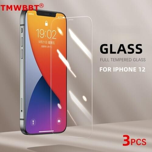 HD 3PCS Full Cover Glass on the For iPhone 12 pro 12 mini Screen Protector Tempered Glass on iPhone 11 12 Max Curved Glass Film