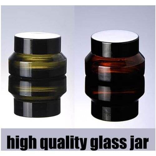 15g 30g 50g green/brown color glass cosmetic containers cream jar,Inclined shoulder glass bottle for cosmetic packaging
