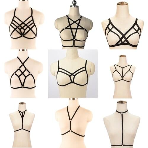 Body Bondage Harness Women Sexy Lingerie Black Body Harness Belt Gothic Crop Tops Cage Bralette Fetish Harness harness lingerie