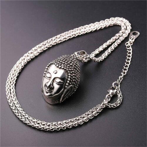 Gold color Buddha necklace for men jewelry with stainless steel chain buddhist accessories lucky jewelry P2478G