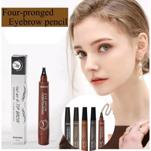 3D 4 Fork Tip Liquid Eyebrow Pencil Waterproof Tattoo Eyebrows 5 Colors Lasting Female Makeup Cosmetics Maquiagem make up TSLM1