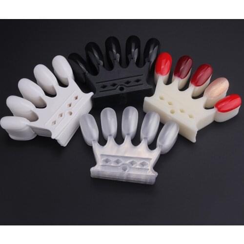 1Set Crown Shape False Nail Tips Plastic Polish Swatch Natural Clear/White/Black Nail Art Palette Display Board Manicure Tool