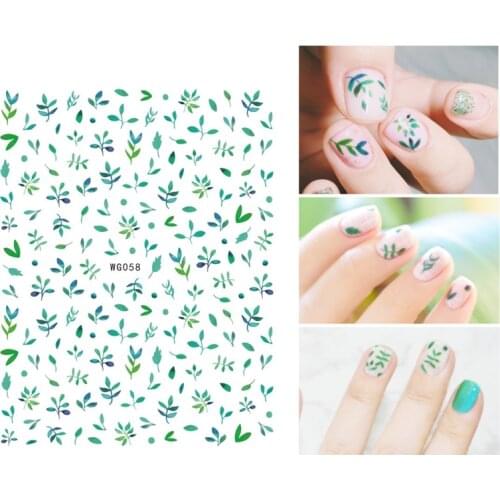 10PCS Green Plant Round Leaf Corolla Nail Art Sticker Adhesive Nail Art Decoration Applique Set