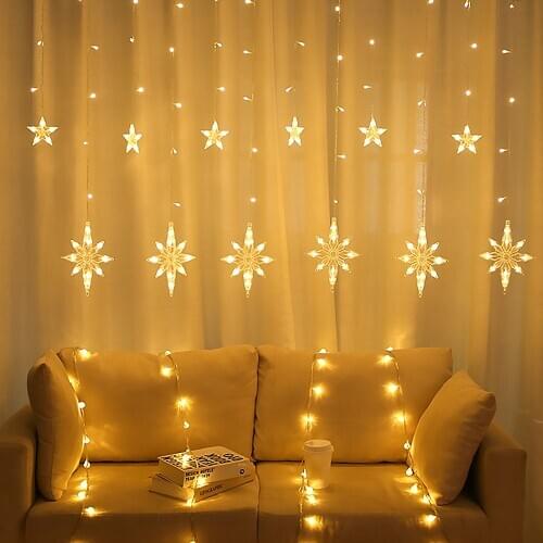 2.5m 12 LED North Star Lights String Twinkle Garlands EU Plug Christmas Lamps Holiday Party Wedding Decorative Fairy Lights