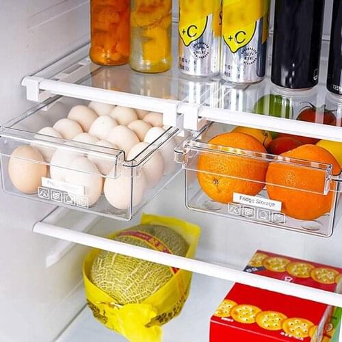 2 Pcs Fridge Organizer,Drawer Refrigerator Organizer,Pull Out Fridge Storage Bins Containers for Fruit Vegetable