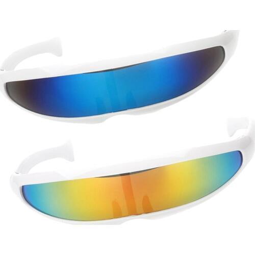2 Pieces Futuristic Narrow Cyclops Color Visor Sunglasses Party