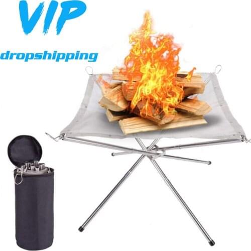 2021Portable Outdoor Fire Pit Collapsing Steel Mesh Fire Stand Table Grill For Camping Backyard And Garden With Carrying Bag
