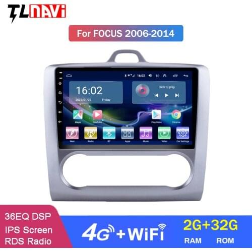 4GLTE 2G RAM 9 Inch Android 10 Car Dvd Gps Player For Ford Focus 2006-2014 Auto AC Built-in Radio Video Navigation Bt Wifi