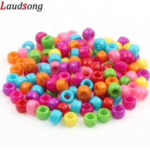 50pcs Mixed Color Big Hole Acrylic Beads 9mm Loose Round Spacer Beads For Jewelry Making Necklace Bracelet DIY Accessories