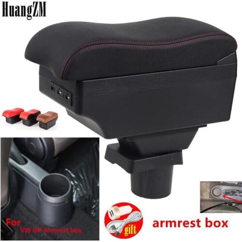 Car Armrest For Volkswagen UP Dual Layer Rotatable Armrest box Central Store Content box with ashtray Cup holder USB Interface