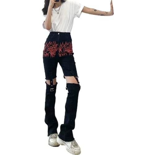 Hollow Out Cargo Pants Women Sexy Streetwear Trousers Elastic Waist Pant Female Fashion High Waist Pants Casual Trouser