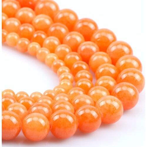 Natural Stone Orange Jades Beads For Jewelry Making Round Loose Spacer Accessories Beads DIY Earring Bracelet 6/8/10/12mm 15Inch