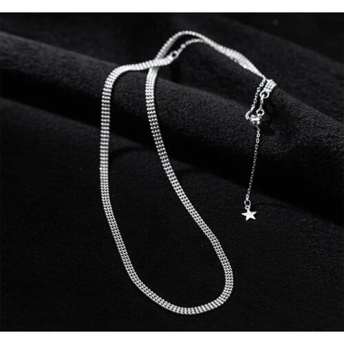 Solid 925 Sterling Silver Wide Beads Choker Necklace for Women Teen Girls Korean Style Chunky Statement Jewelry 2021