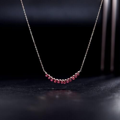 DAIMI 14K gold Injection Genuine Gemstones clavicle chain pendant female ruby smile necklace genuine gift jewelry