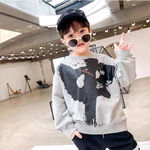 Childrens sweater Boys 2020 autumn New kids hip-hop tops fashion round neck Boys sweater T-shirt size 90-140