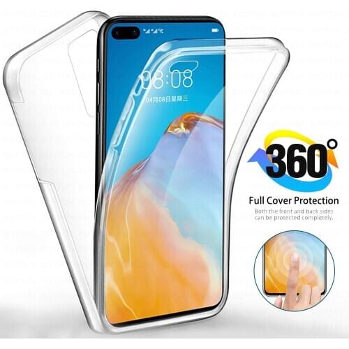 P40lite 360 Full Body Double Case for huawei P40 lite e Transparent soft TPU Silicone cover for huawei P40 pro 40lite P 40 light