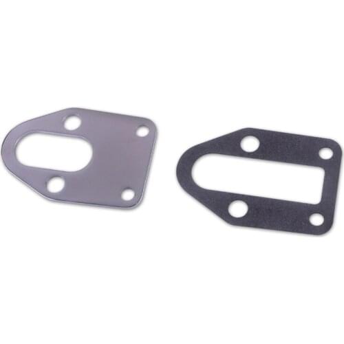 SBC Chrome Fuel Pump Mounting Plate With Gasket SB 283 305 327 350 383 400 for Chevrolet