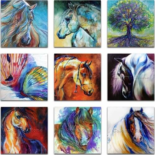 5D Full Square Diamond painting embroidery Cross stitch horse animal tree shell 3D DIY Round Drill Drawing mosaic crafts L062