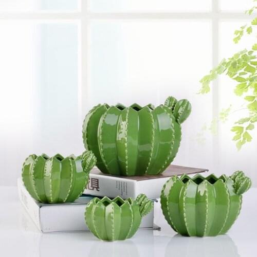 Nordic ins Cactus Ceramic Flower Pot Creative Plant Sculpture Crafts Decoration Succulent Plant Pot Home Decor Accessories Groot