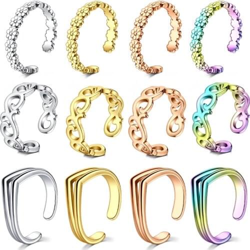 Adjustable Toe Rings for Women Summer Beach Open Toe Rings Band Rings Barefoot Foot Jewelry