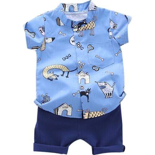 Toddler Baby Boys Girls Clothes Sets For Summer Boys Clothing Outfits Suit Cartoon Dog T Shirt +Shorts Pants