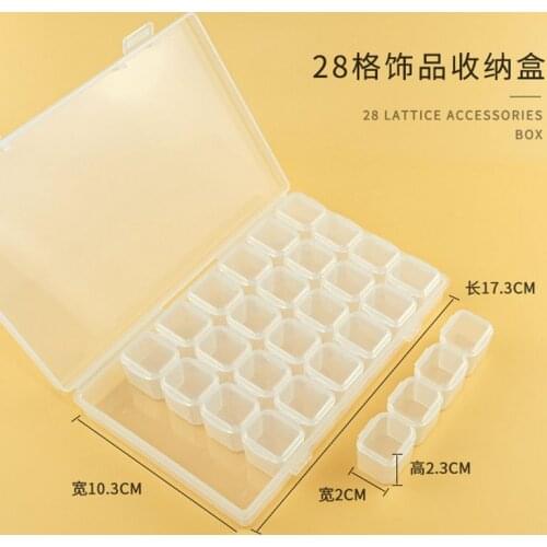 Nail Art 28 Grid Jewelry Storage Box with Lid Containers Organizer for Nail Supplies Box Nail Stuff Decor Accessories Grid Box
