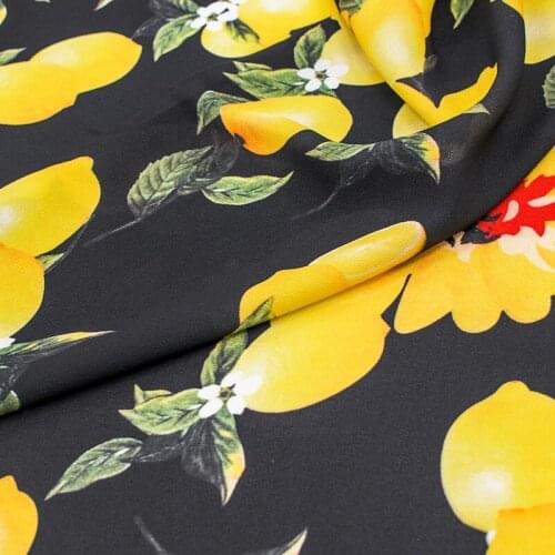 Lemons Digital Printing Satin Fabric For Dress Tissus Au Mètre Telas Por Metro Ткань Для Шитья Sewing Tissu Tela Dresses Ткани